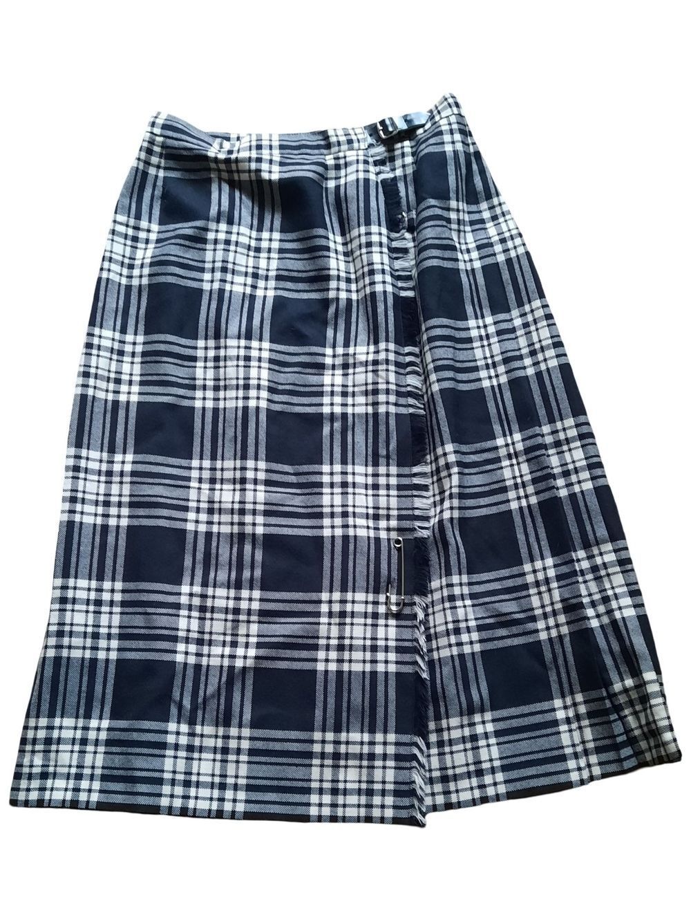 D. McArthur Black and White Plaid Midi Kilt